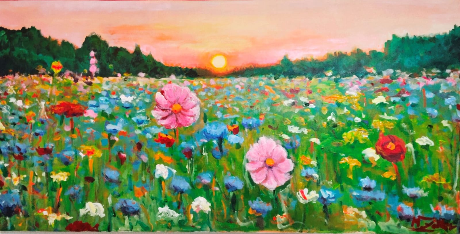 Blumenwiese im Sonnenuntergang von Marco Zoller